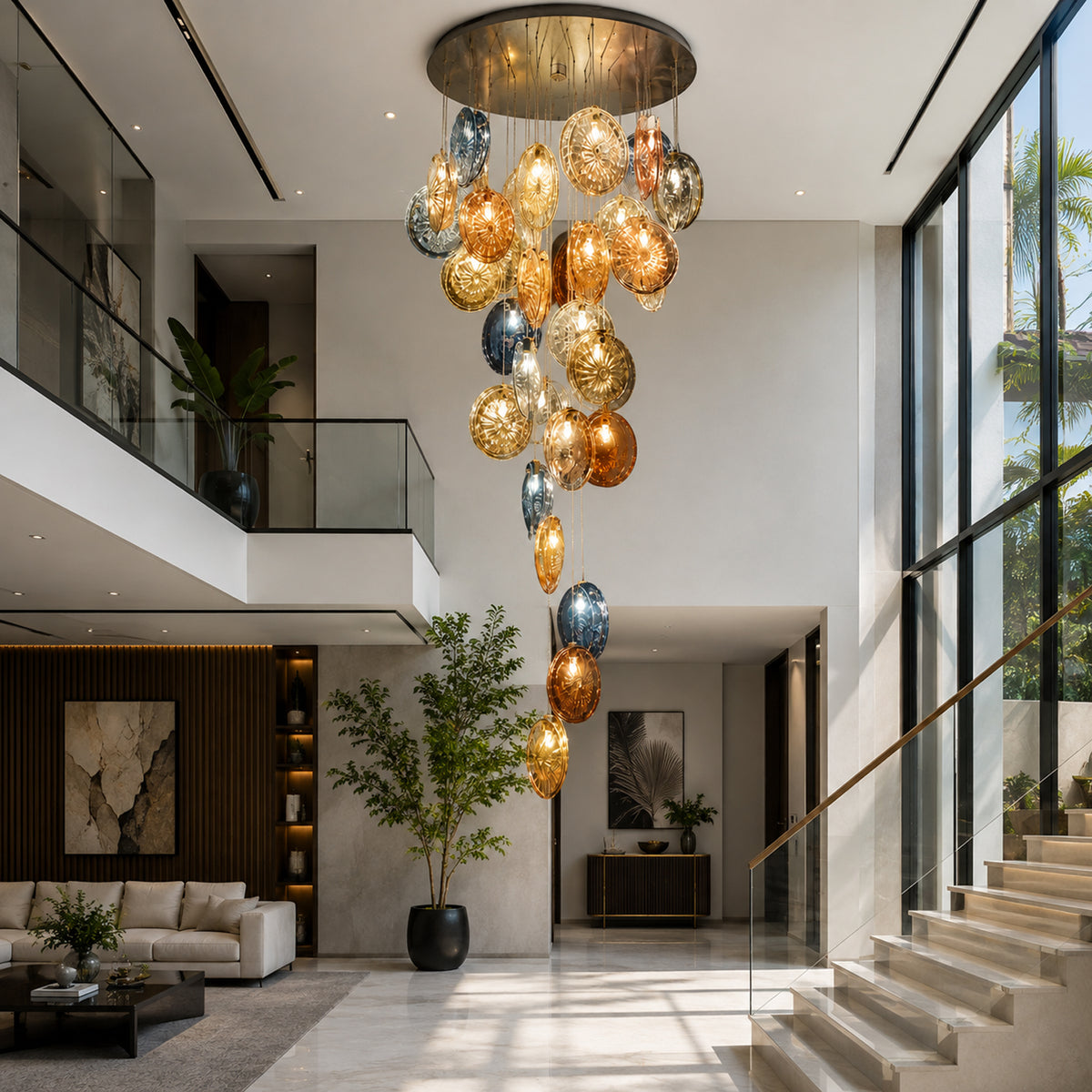 Albus Glass Disc Chandelier