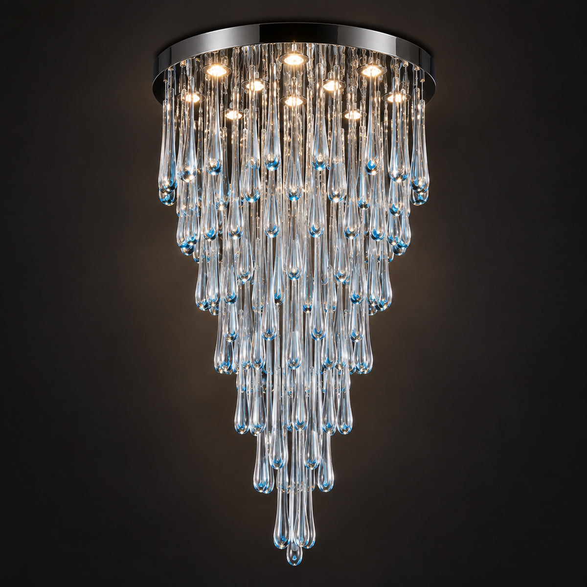 Azure Glass Cascade Chandelier